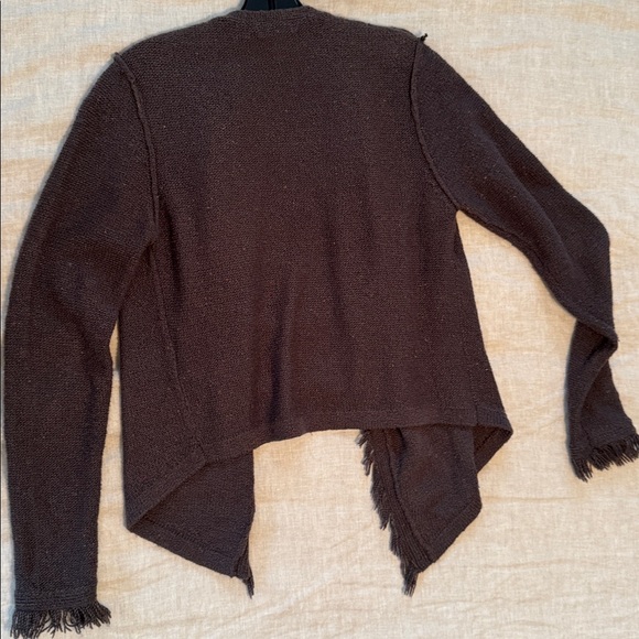 Joie Dark Brown w/ flecks Fringed Cardigan, s - Picture 5 of 6